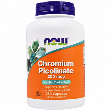 Минералы Now Foods Хром Пиколинат, Chromium Picolinate, 200 мкг, 250 капсул (NOW-01422) (302945)