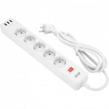 Сетевой фильтр питания 2E 5XSchuko, 3G*1.5мм, 3*USB-A, 2м, white (2E-SP515M2USBWH) (186865)
