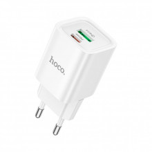 Зарядное устройство HOCO C149A Charm 1xUSB-C PD30W + 1xUSB QC3.0 White (6942007630337) (344865)