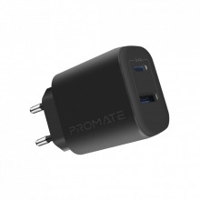 Зарядное устройство Promate 17W USB-C + USB-A (biplug-2.black) (322375)