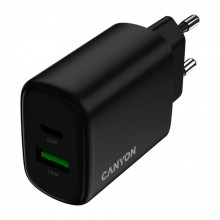 Зарядное устройство Canyon OnCharge 200 20W 1xPD 1xQC EU Black (CNE-CHA200-31) (255675)