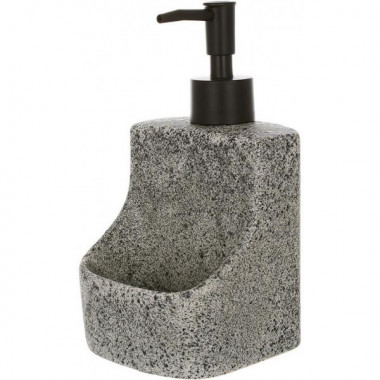 Дозатор для миючого засобу "Gray Stone" 400мл, 9.8х9.5х18см із підставкою для губки, сірий камінь (239775)