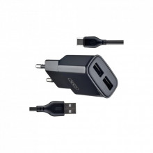 Зарядное устройство XO L92C (2USB/2.4A) + USB - Type-C Чорний (XO-L92C-T) (254875)