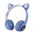 Беспроводные наушники с кошачьими ушками и RGB подсветкой FM радио, micro SD Cat MZ-023 Синие (197195)