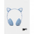 Беспроводные наушники с кошачьими ушками и RGB подсветкой FM радио, micro SD Cat MZ-023 Синие (197195)