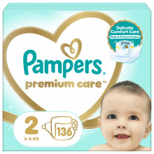 Подгузники Pampers Premium Care Размер 2 (4-8 кг) 136 шт (8006540855812) (340495)