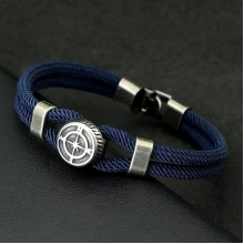 Браслет мужской из шнура и стали WILDERNESS синий с Компасом (2394488426)