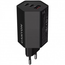 Зарядное устройство Canyon HEXAGON 65 GaN 65W 2xPD 1xQC EU Black (CND-CHAHEX65B) (321795)
