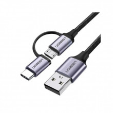 Дата кабель USB 2.0 AM to USB-C + Micro 5P 1.0m 3A US177 black Ugreen (30875) (324806)
