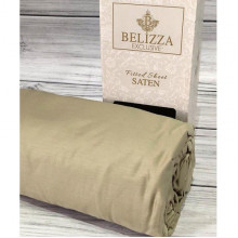 Сатинове простирадло на резинці 160х200см та 2 наволочки 50х70см, Belizza "Khaki" (230016)