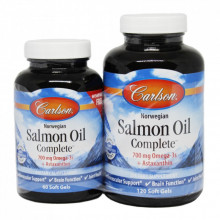 Жирные кислоты Carlson Лососевый Жир, Salmon Oil Complete, 120+60 желатиновых капс (CAR-18340) (306516)