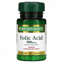 Витамин Nature's Bounty Фолиевая кислота, 800 мкг, 250 таблеток (NRT-02843) (308826)