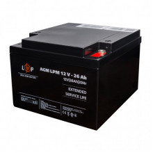 Распродажа (22883) Аккумулятор AGM LPM 12V - 26 Ah под болт М5 (08-2024) (343036)