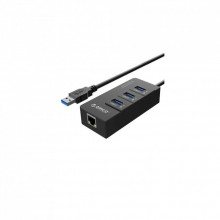 Концентратор Orico USB 3.0 3 port + RJ45 (HR01-U3-V1-BK-BP) (CA912742) (236236)