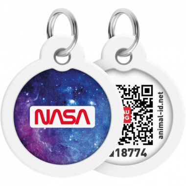 Адресник для животных WAUDOG Smart ID с QR паспортом "NASA21", круг 30 мм (230-0148) (310236)