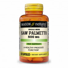 Травы Mason Natural Пальметто 500 мг, Здоровье Простаты, Saw Palmetto, 60 капсу (MAV11515) (305436)