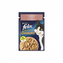 Влажный корм для кошек Purina Felix Sensations Sauces с лососем в соусе со вкусом креветок 85 г (7613039836026) (201146)