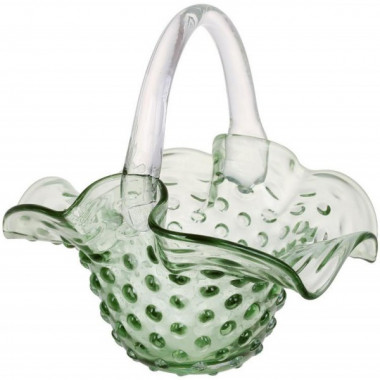 Ваза скляна "Кошик" 25х20. 5х25см, зелена (ручна робота) (258456)