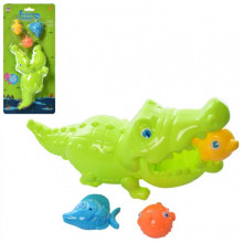 Детская рыбалка 2022-1 механическая, крокодил 19см, рыбки 3 шт