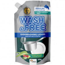 Средство для ручного мытья посуды Wash&Free Экстракт алоэ вера и лесной земляники Дой-пак 500 г (4823128001300) (342076) Средство для ручного мытья посуды Wash&Free Экстракт алоэ вера и лесной земляники Дой-пак 500 г (4823128001300) (342076)
