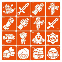 Набор трафаретов для био-тату "Minecraft_Brawl-Stars" Minecraft_Brawl-Stars_16