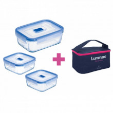 Пищевой контейнер Luminarc Pure Box Active набор 3шт 2х380мл/820мл/ + сумка (P8002) (232186)