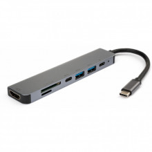 Концентратор Vinga Type-C to 4K HDMI+2*USB3.0+SD+TF+PD+USB-C 3.1 Gen1 aluminium (VCPHTC7AL) (194286)