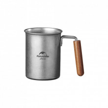 Чашка туристическая Naturehike NH21SJ001 з дерев'яною ручкою 350 мл нержавіюча сталь (6927595784594) (282286)