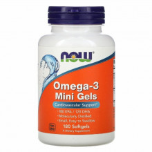 Жирные кислоты Now Foods Омега-3, Omega-3 Mini Gels, 180 мягких таблеток (NOW-01685) (303386)