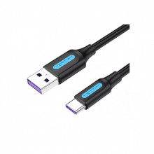 Дата кабель USB 2.0 AM to USB-C 0.5m 5.0A (25W) PVC black Vention (CORBD) (344296)