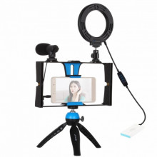 Набор блогера Puluz 4in1 (ring light, mount, phone holder, microphone) (PKT3025L) (263496)