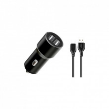 Зарядное устройство XO TZ09 2.4A/2 USB + cable Type-C Black (XO-TZ09T-BK) (260596)