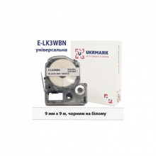 Лента для принтера этикеток UKRMARK E-K3WBN, 9мм х 9м, black on white, совместима с LK-3WBN (900854) (287107)