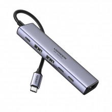 Концентратор UGREEN USB-C to HDMI + 2xUSB 3.2 + 2xUSB-C 3.2 + PD CM511 gray (35999) (341107)