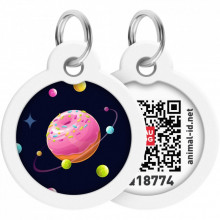 Адресник для животных WAUDOG Smart ID с QR паспортом "Вселенная пончиков", круг 30 мм (230-0218) (310307)