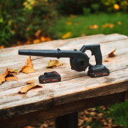 Мощный автомобильный турбо фен 48V / Бытовой скоростной вентилятор ручная воздуходувка 2 АКБ (340407)