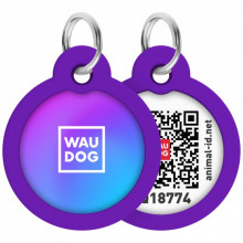 Адресник для животных WAUDOG Smart ID с QR паспортом "Градиент фиолетовый", круг 30 мм (230-4034) (310807)