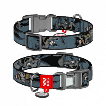 Ошейник для животных WAUDOG Nylon с QR паспортом "Тень Бэтмена", пластиковый фастекс, M (281-1078) (313017)