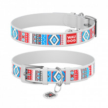 Ошейник для животных WAUDOG Design с QR паспортом "Этно" L Ш 25 мм Д 38-49 см белый (377615) (311217)