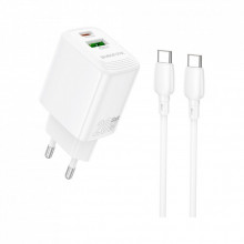 Зарядное устройство BOROFONE BN27 Fuente 1xUSB-C PD20W + 1xUSB QC3.0 + cable USB-C to USB-C White (6941991120282) (322217) Зарядное устройство BOROFONE BN27 Fuente 1xUSB-C PD20W + 1xUSB QC3.0 + cable USB-C to USB-C White (6941991120282) (322217)