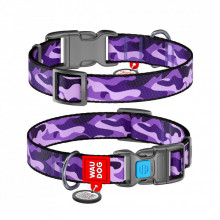 Ошейник для животных WAUDOG Nylon с QR паспортом "Фиолетовый камо" пластиковый фастекс XXL (284-0003) (312417)