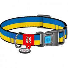 Ошейник для животных WAUDOG Nylon с QR паспортом Colors of freedom пластиковый фастекс S (4501-4020) (309527)