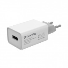 Зарядное устройство ColorWay 1USB AUTO ID 2A (10W) (CW-CHS012-WT) (205827)