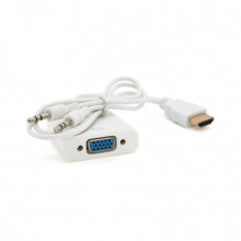 Переходник HDMI M to VGA F + Audio 0.1m 4K/2K white Voltronic (YT-C-HDMI(M)/VGA(F)+AUX-W) (319827)