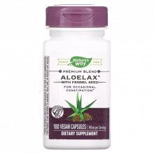 Травы Nature's Way Алоэ Вера с фенхелем, 340 мг, Aloelax with Fennel Seed, 100 вегетариан (NWY-00900) (309037)