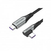 Дата кабель USB-C to USB-C 0.5m USB2.0 60W (20V/3A) angle 90° Gray Aluminum Alloy VENTION (TRAHD) (343237)