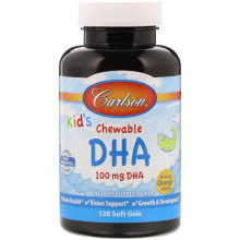 Жирные кислоты Carlson Рыбий жир (DHA) для Детей, Вкус Апельсина, Kid's Chewable, (CAR-01571) (306537)