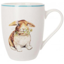 Кухоль порцеляновий Happy Rabbit 340мл з блакитною облямівкою (232747)