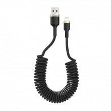 Дата кабель USB 2.0 AM to Lightning 1.0m spiral black ColorWay (CW-CBUL051-BK) (260847)