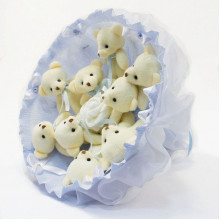 Букет из игрушек Мишки голубой 5350IT с 9ю игрушками